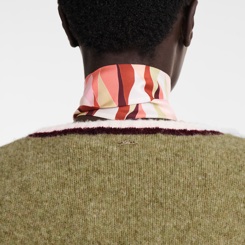 Round collar jumper , Pistachio/Burgundy - Knit  - View 5 of  5