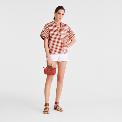 Le Pliage Original Pouch with handle , Tomato - Recycled canvas