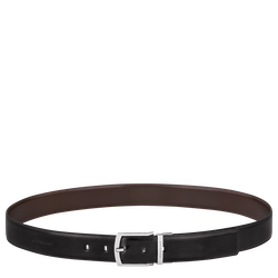 Delta Box Men's belt , Black/Mocha - Leather