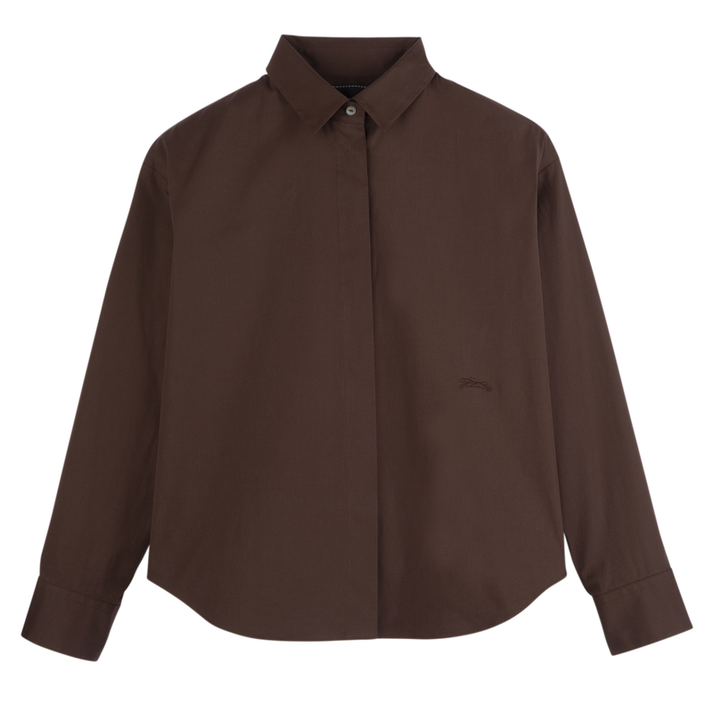 衬衫 , 乌木色 - 府绸  - 查看 1 1