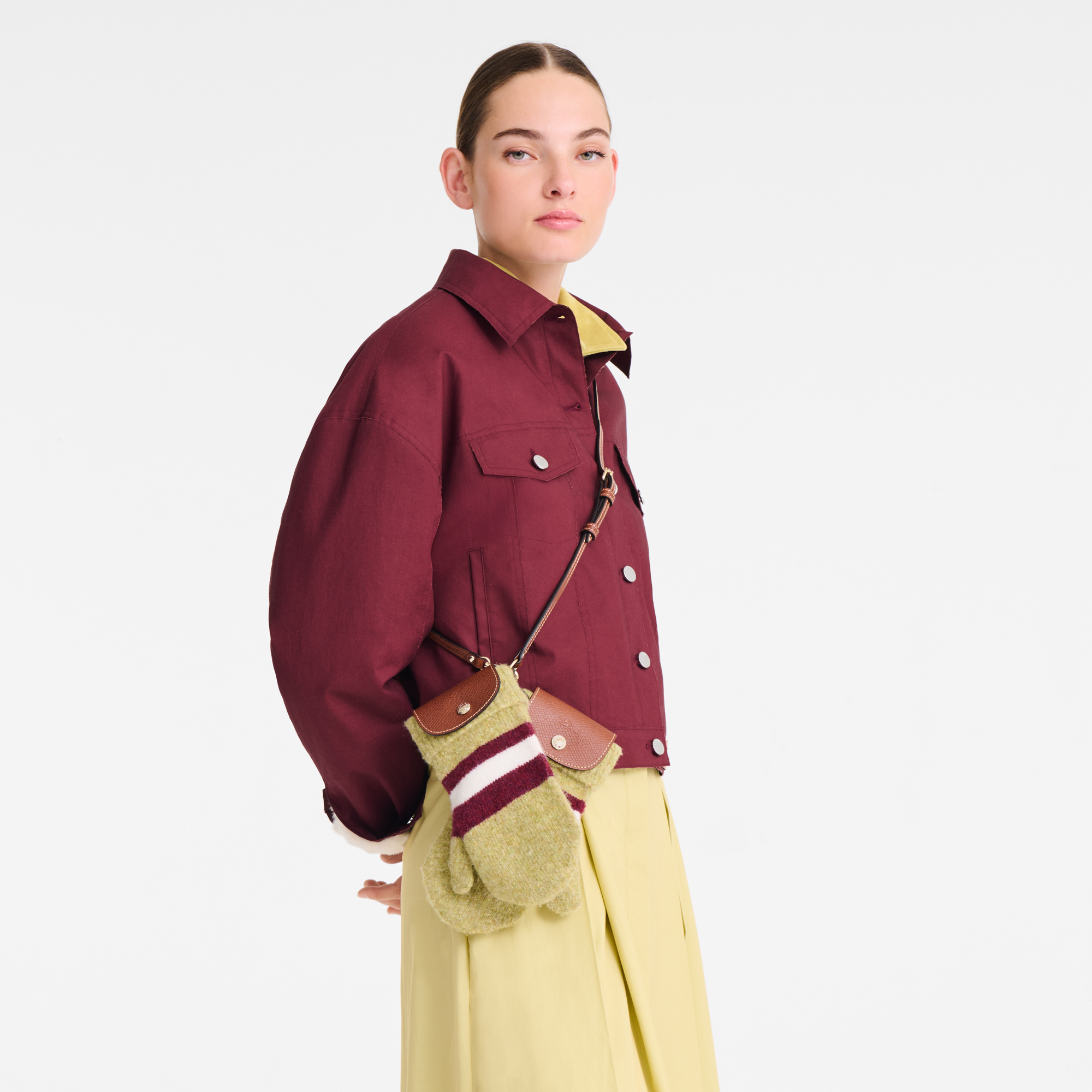 Le Pliage Collection 手套包 XS, 开心果绿/勃艮第色