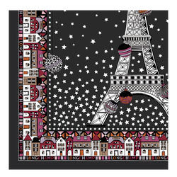 Longchamp埃菲尔铁塔圣诞 丝巾 50 , 黑色 - 真丝