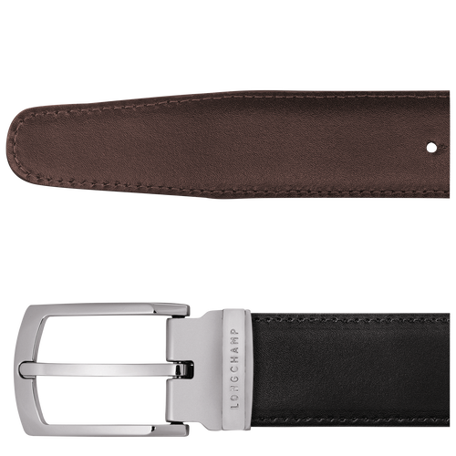 Delta Box Men's belt , Black/Mocha - Leather - View 4 of  5