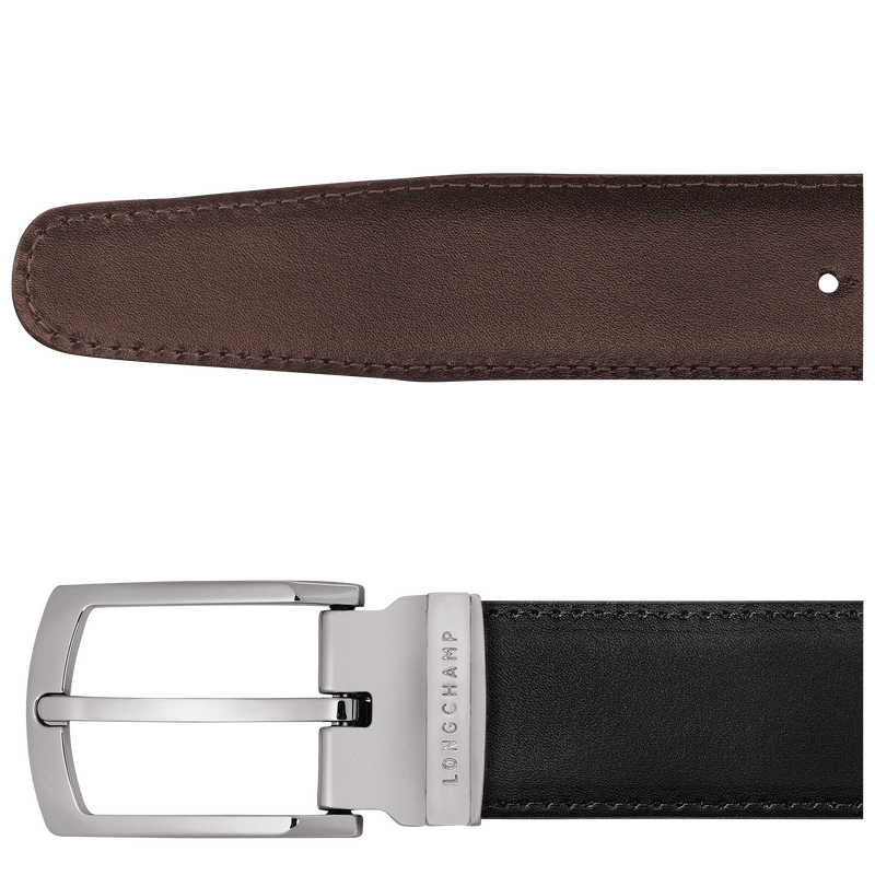 Delta Box Men's belt , Black/Mocha - Leather  - View 4 of  5