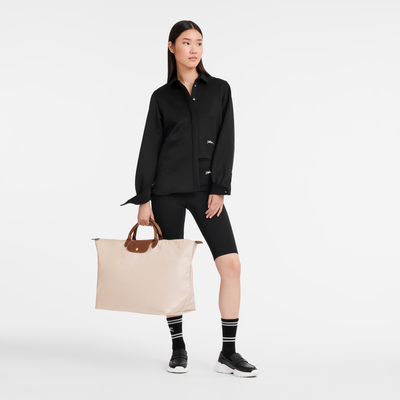 Le Pliage Original L 旅行包 , 纸张白 - 再生帆布
