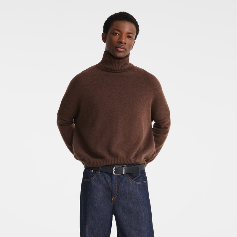Le Foulonn&eacute; Men's belt , Caramel/Black - Leather  - View 4 of  4