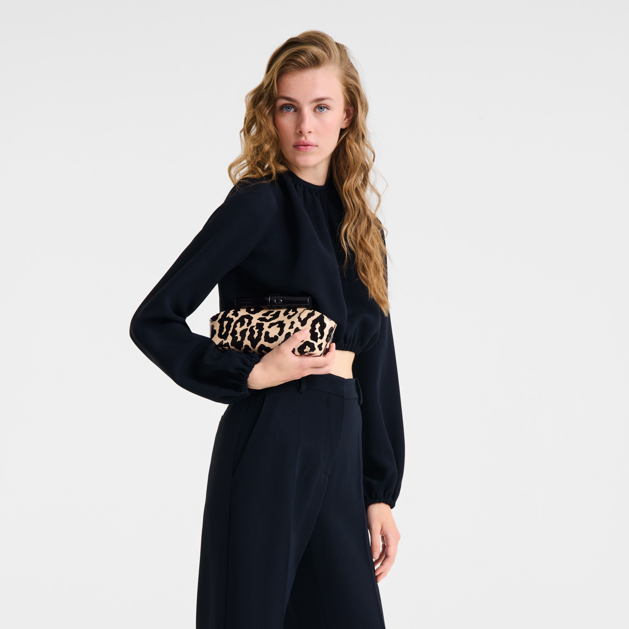 Le Roseau 手拿包 S, Black/Beige