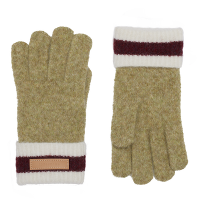 Gloves , Pistachio/Burgundy - Knit