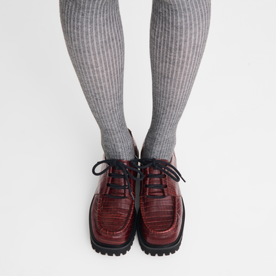 德比鞋 , 石榴色 - 皮革