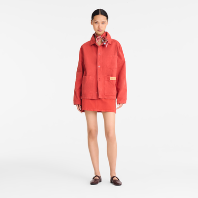 夹克 , 珊瑚紅色 - 套染棉布