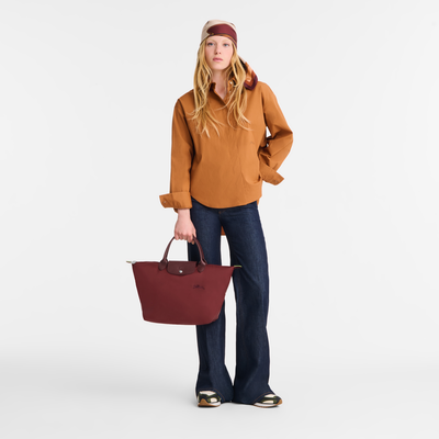 Le Pliage Green M 手提包 , 石榴色 - 再生帆布