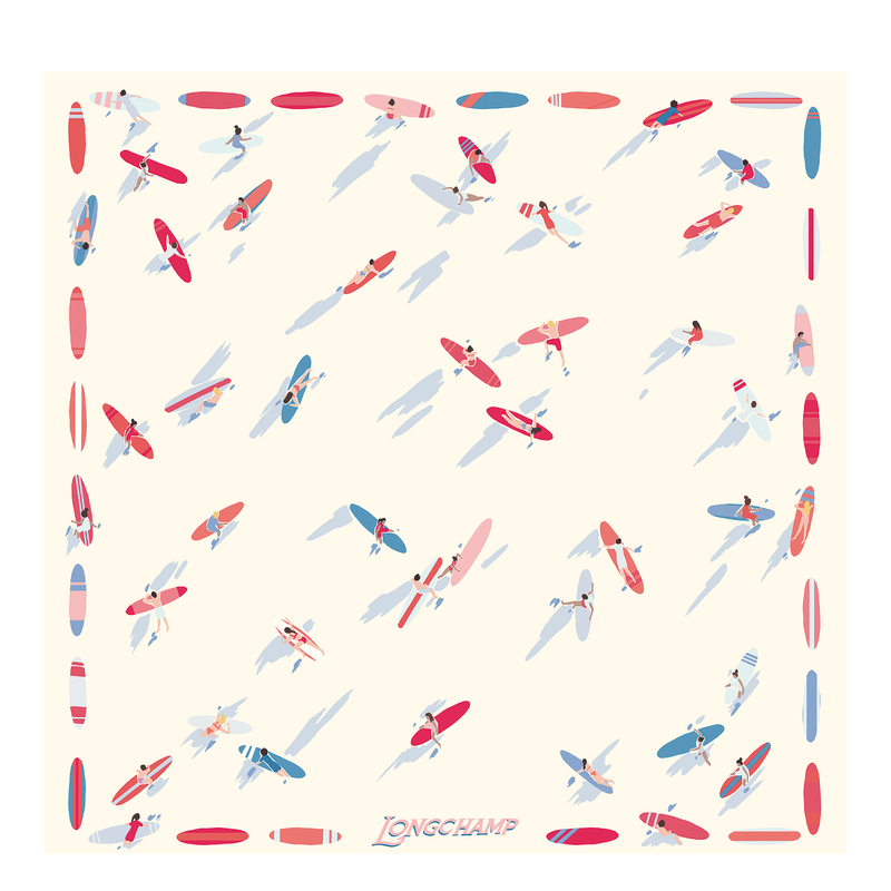 En Attendant la Vague（待浪而至） 丝巾 50 , 象牙色 - 真丝  - 查看 1 2