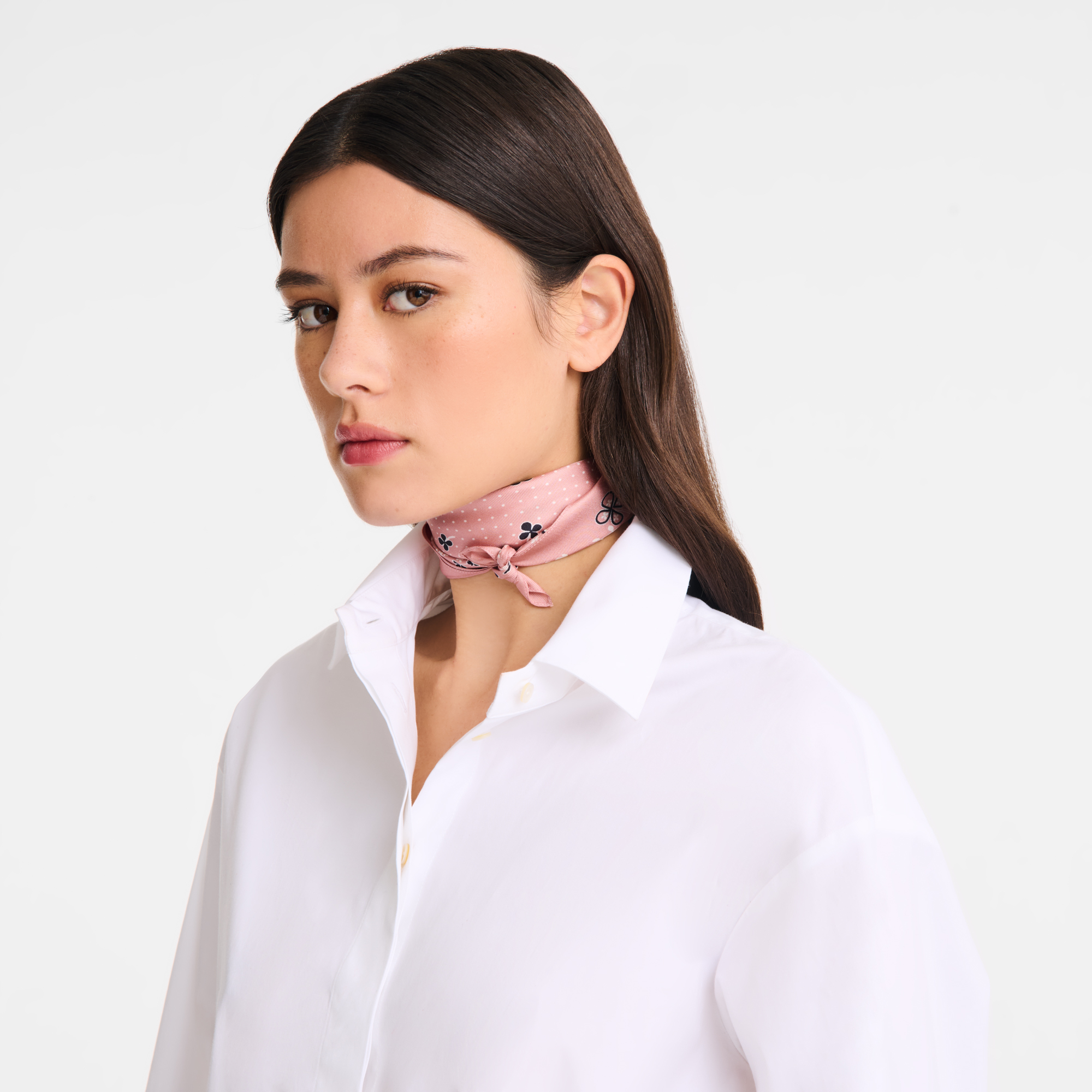 Silk scarf 50, Pink Tea - View 2 of
2 - zoom in French Bandana Silk scarf 50, Pink Tea