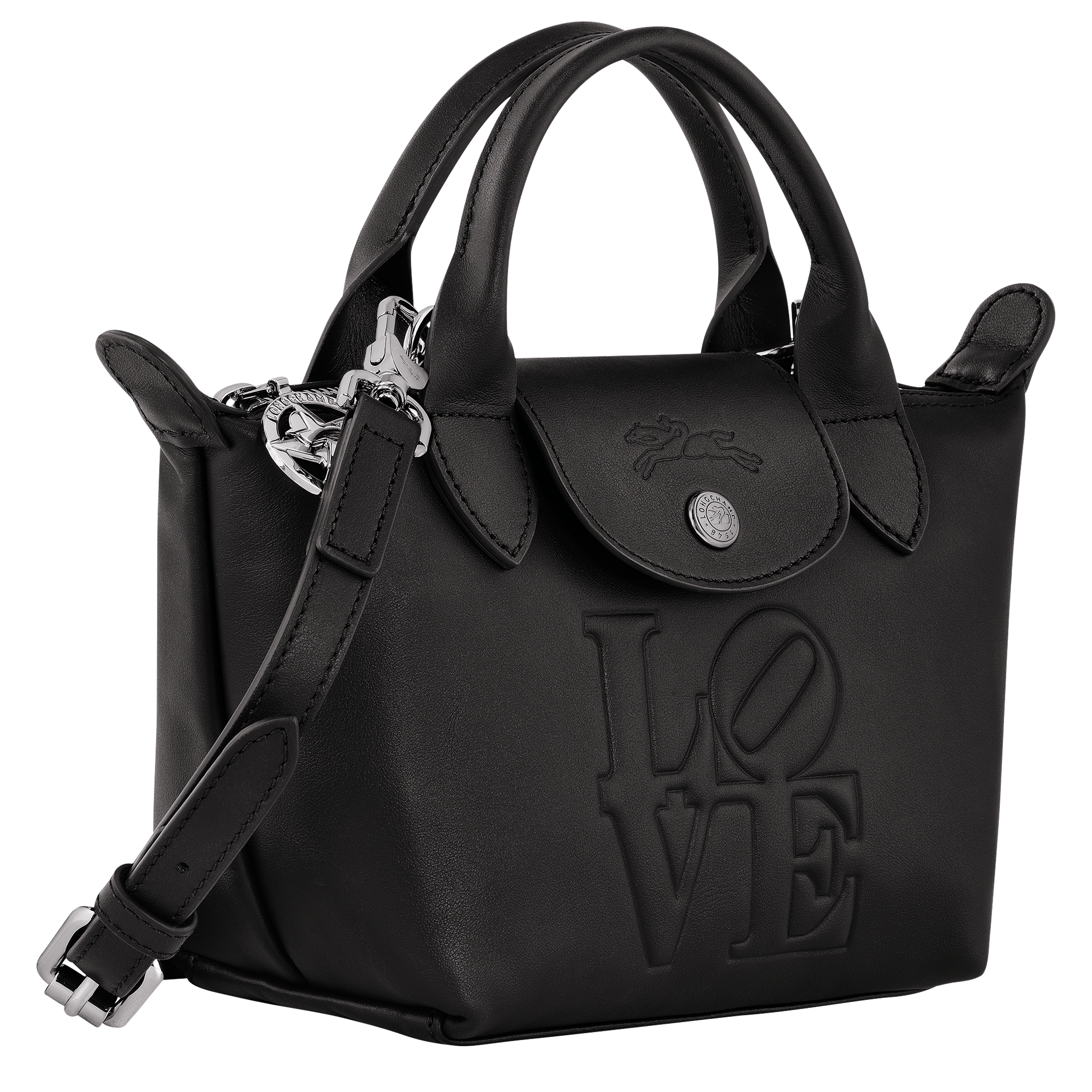Longchamp x Robert Indiana 手提包 XS, 黑色