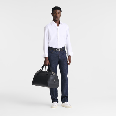 Le Foulonn&eacute; L Travel bag , Black - Leather