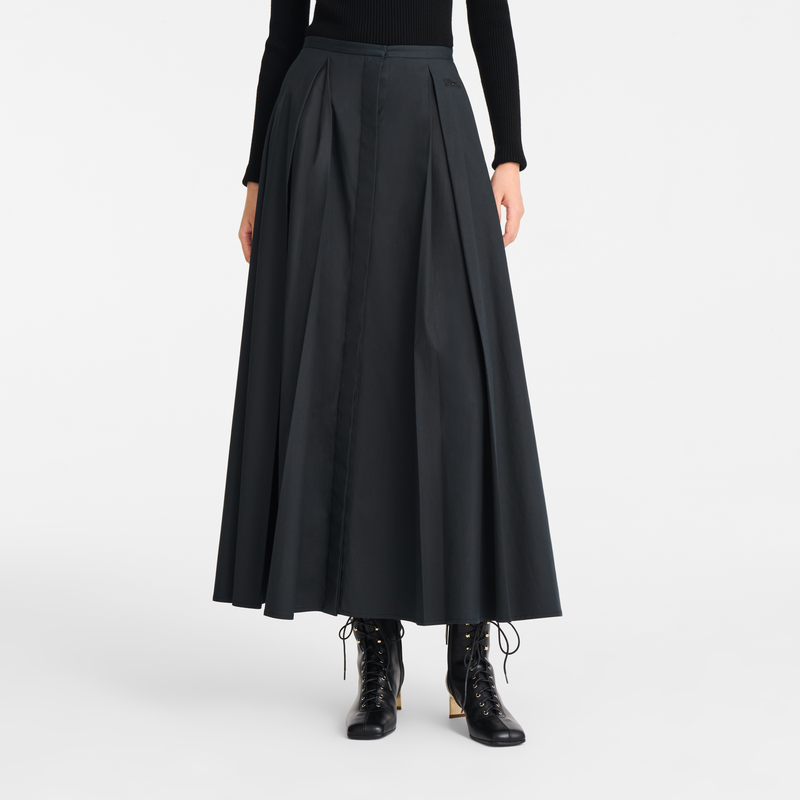 Midi skirt , Black - Cotton poplin  - View 4 of  5