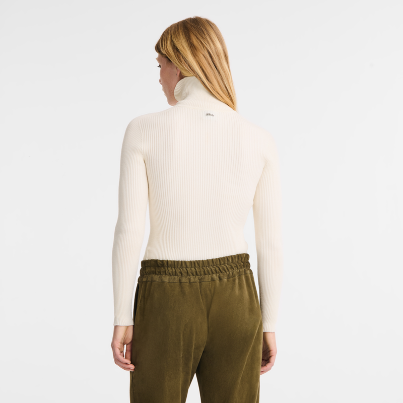 High collar fitted jumper , Ecru - Knit  - View 3 of  5