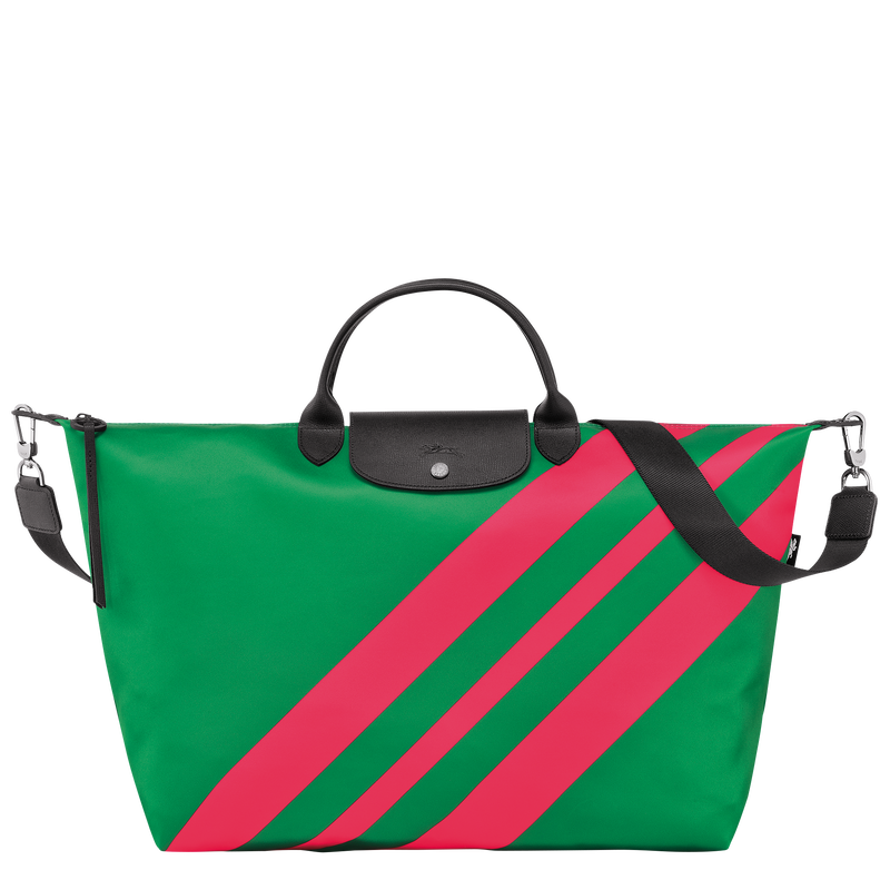 Le Pliage 系列 S 旅行包 , 草坪绿/石榴汁红 - 帆布  - 查看 1 5
