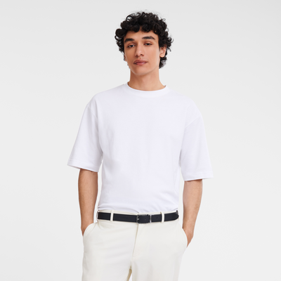 Delta Box Men's belt , Black/Navy - Leather