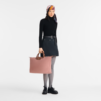 Le Pliage Original L 旅行包 , 茶粉色 - 再生帆布