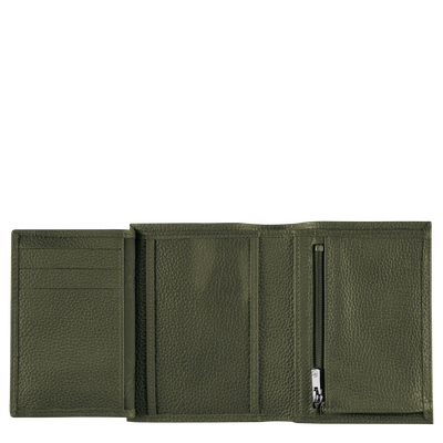 Le Foulonné Wallet , Khaki - Leather