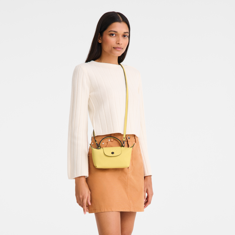 Le Pliage Xtra XS Pouch , Lime - Leather  - View 7 of  7
