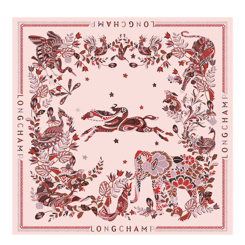 Longchamp森林 丝巾 90 , 乌木色 - 真丝  - 查看 1 2