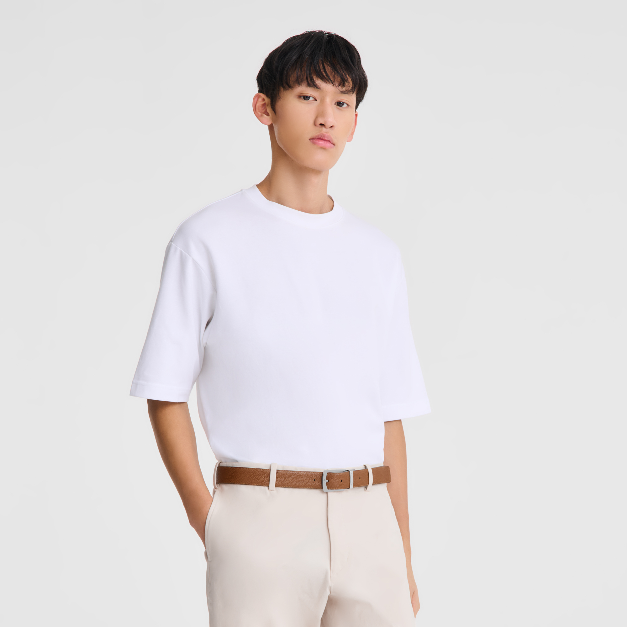 男士皮带, 黑色/淡红褐色 - 查看 3
        4 - 放大 Le Foulonné 系列 男士皮带, 黑色/淡红褐色