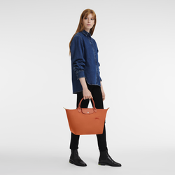 Le Pliage Green M Handbag , Carot - Recycled canvas
