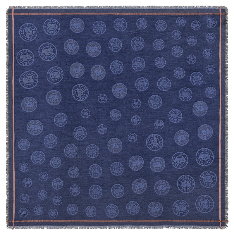 La M&eacute;daille Longchamp 披肩 , 海军蓝色 - 棉混纺  - 查看 1 3