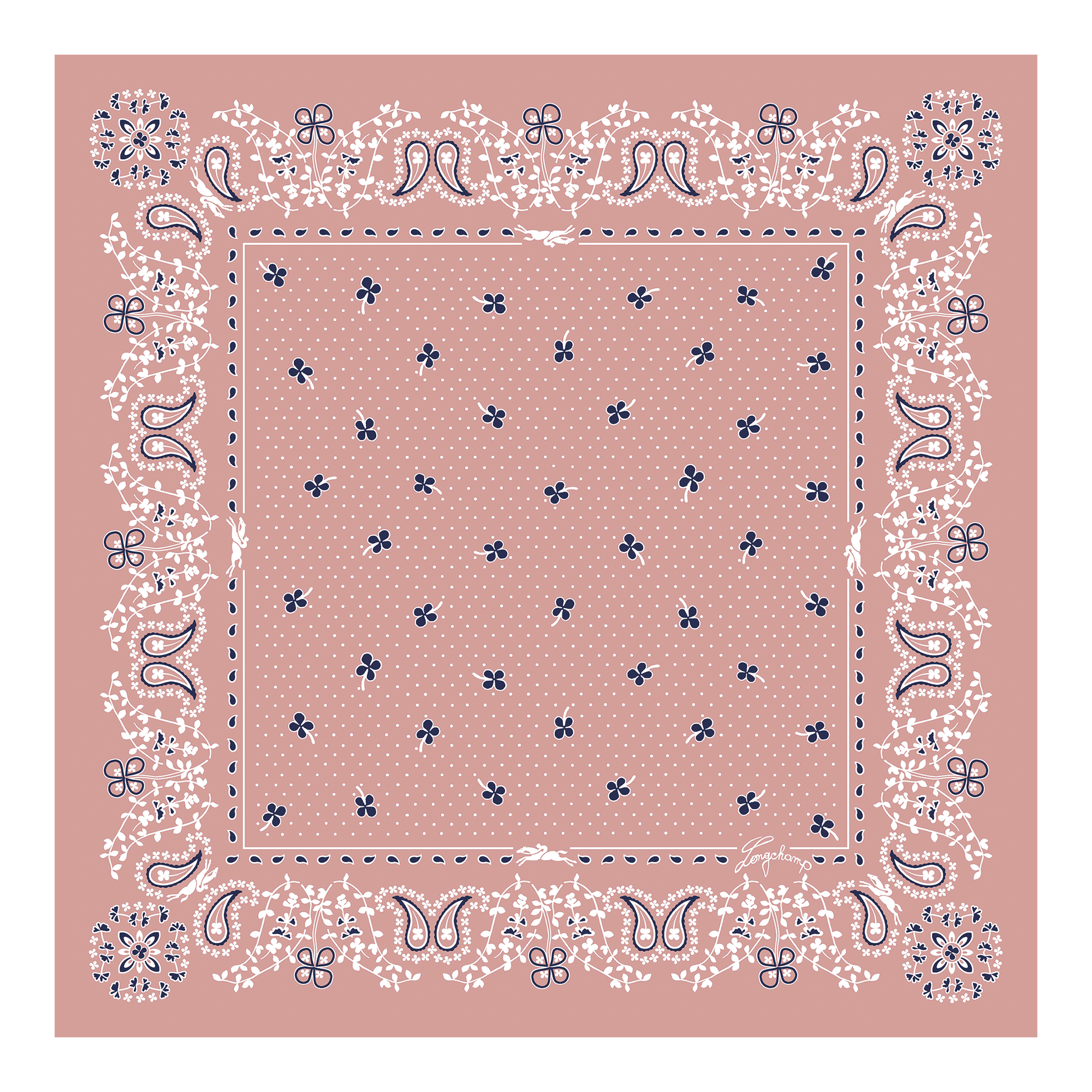 Silk scarf 50, Pink Tea - View 1 of
2 - zoom in French Bandana Silk scarf 50, Pink Tea