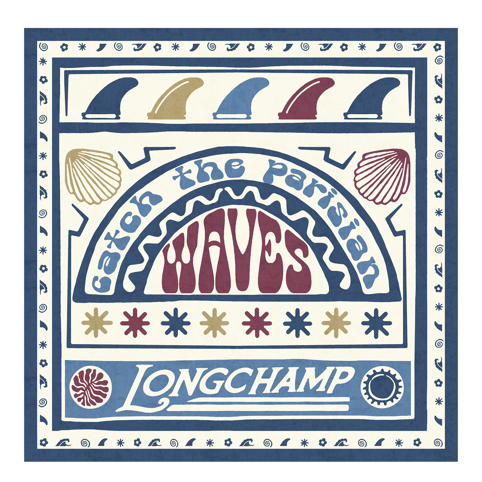 Catch The Parisian Wave（逐浪巴黎） 丝巾 50, 勃艮第色