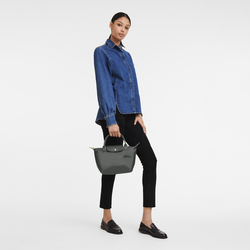 Le Pliage Green S Handbag , Graphite - Recycled canvas