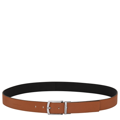 Le Foulonn&eacute; Men's belt, Caramel/Black