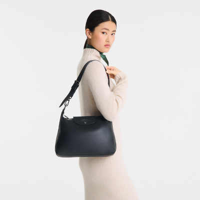 Le Pliage Xtra M Hobo 袋 , 黑色 - 皮革