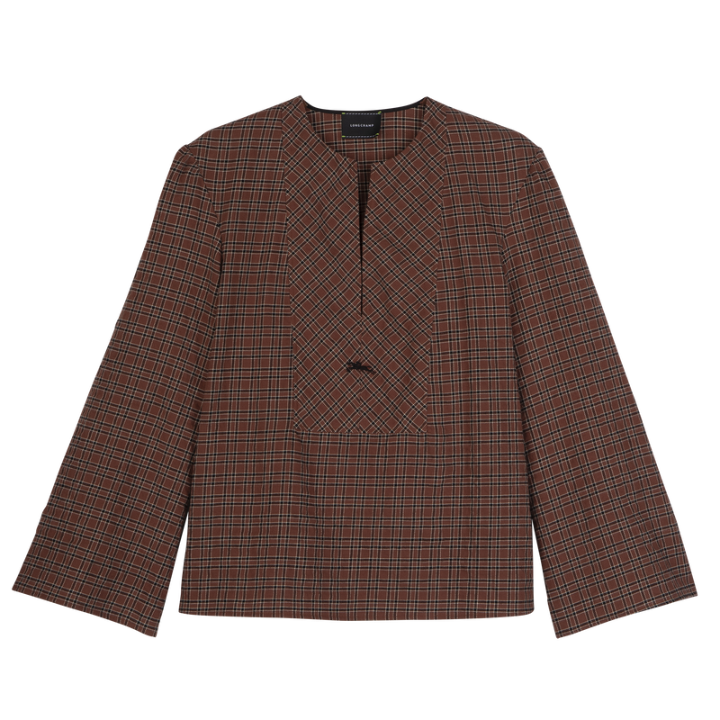 女士衬衫 , 腰果棕 - 提花棉布  - 查看 1 5