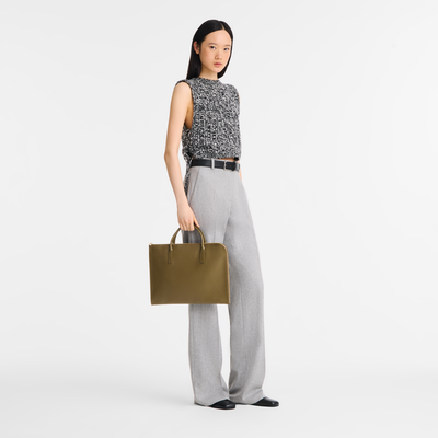 Le Foulonn&eacute; 系列 S 公文包 , 刺山柑绿 - 皮革