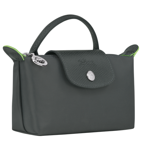 Le Pliage Green Pouch with handle , Graphite - Recycled canvas - View 3 of  6