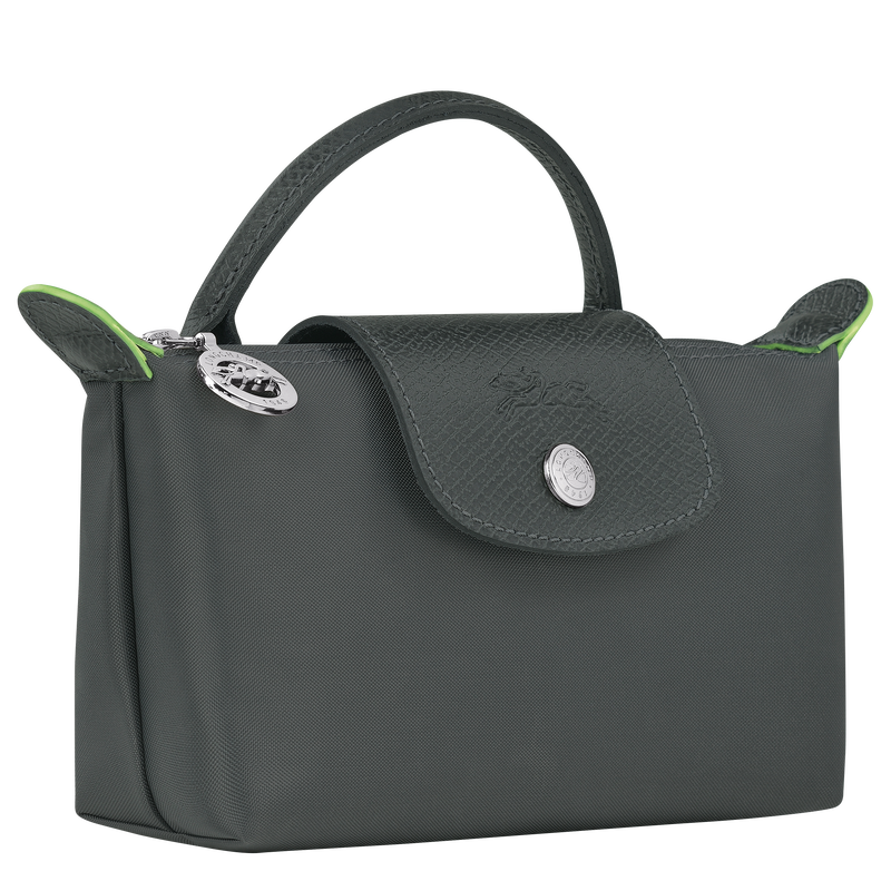Le Pliage Green Pouch with handle , Graphite - Recycled canvas  - View 3 of  6