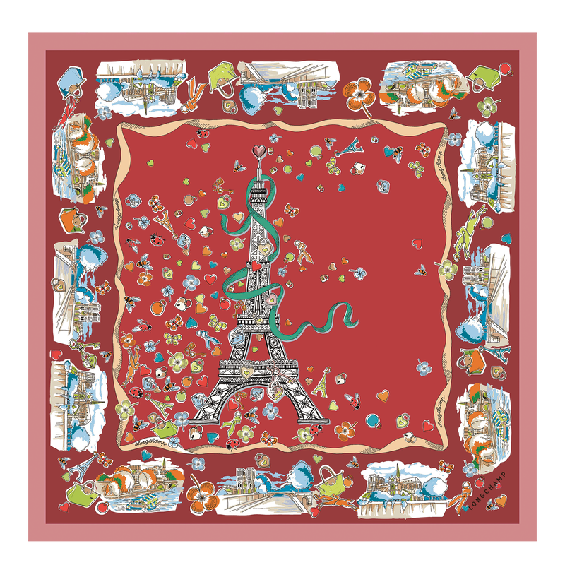 Tour Enchant&eacute;e 丝巾 50 , 赤陶色 - 真丝  - 查看 1 2