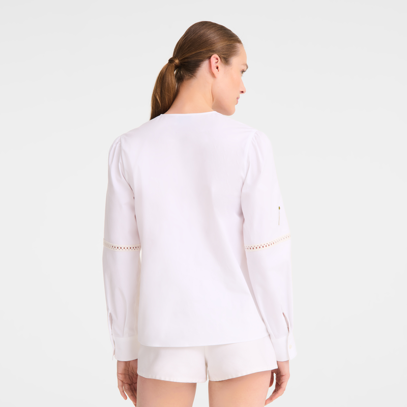 Blouse , White - Poplin embroidered  - View 4 of  5