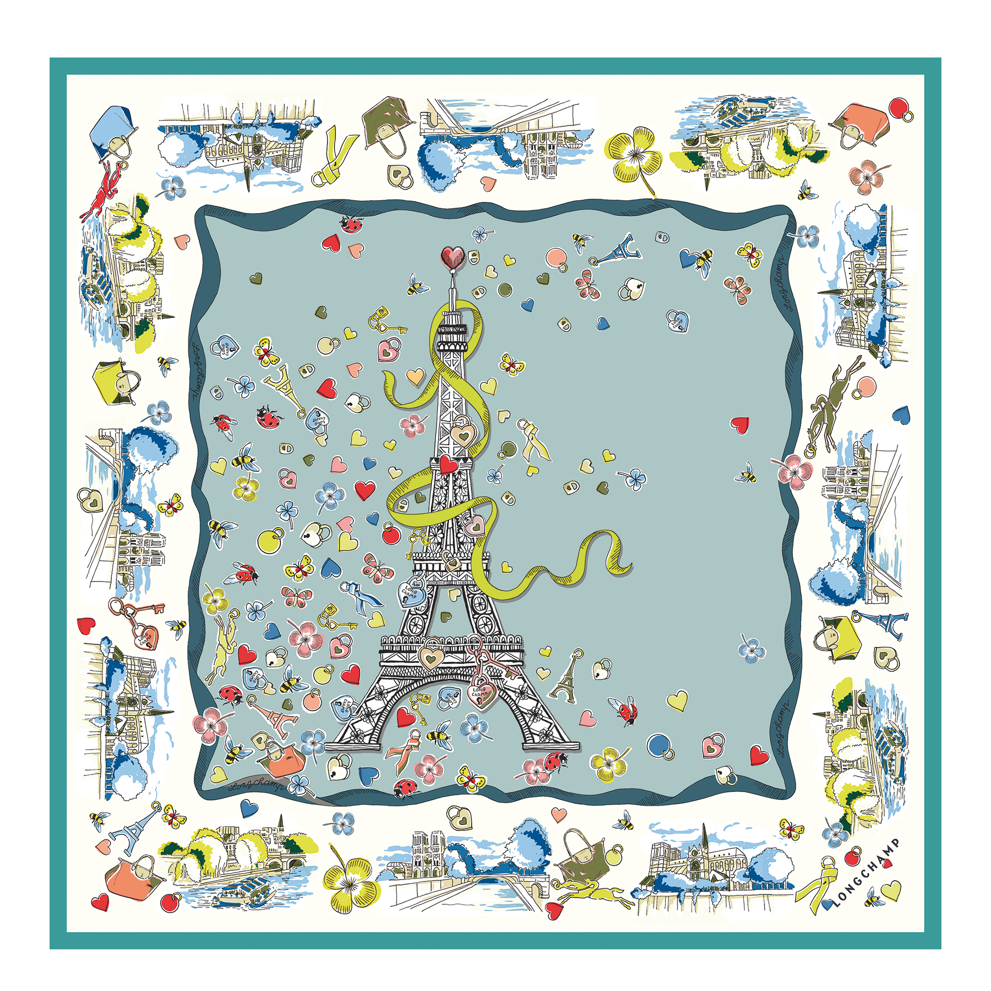 Silk scarf 50, Vervain - View 1 of
2 - zoom in Equestrian Tower Silk scarf 50, Vervain