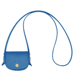 Épure Coin purse with leather lace , Cobalt - Leather