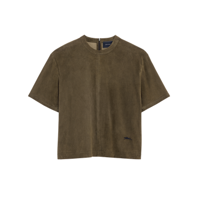 短款皮革上衣 , 卡其色 - 皮革