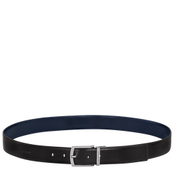 Delta Box Men's belt , Black/Navy - Leather