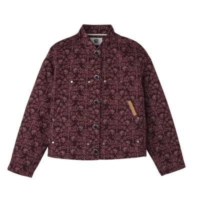 Jacket , Eggplant - Printed gabardine