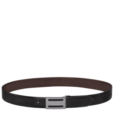 Delta Box Men's belt , Black/Mocha - Leather