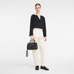 Roseau S Handbag , Black - Leather