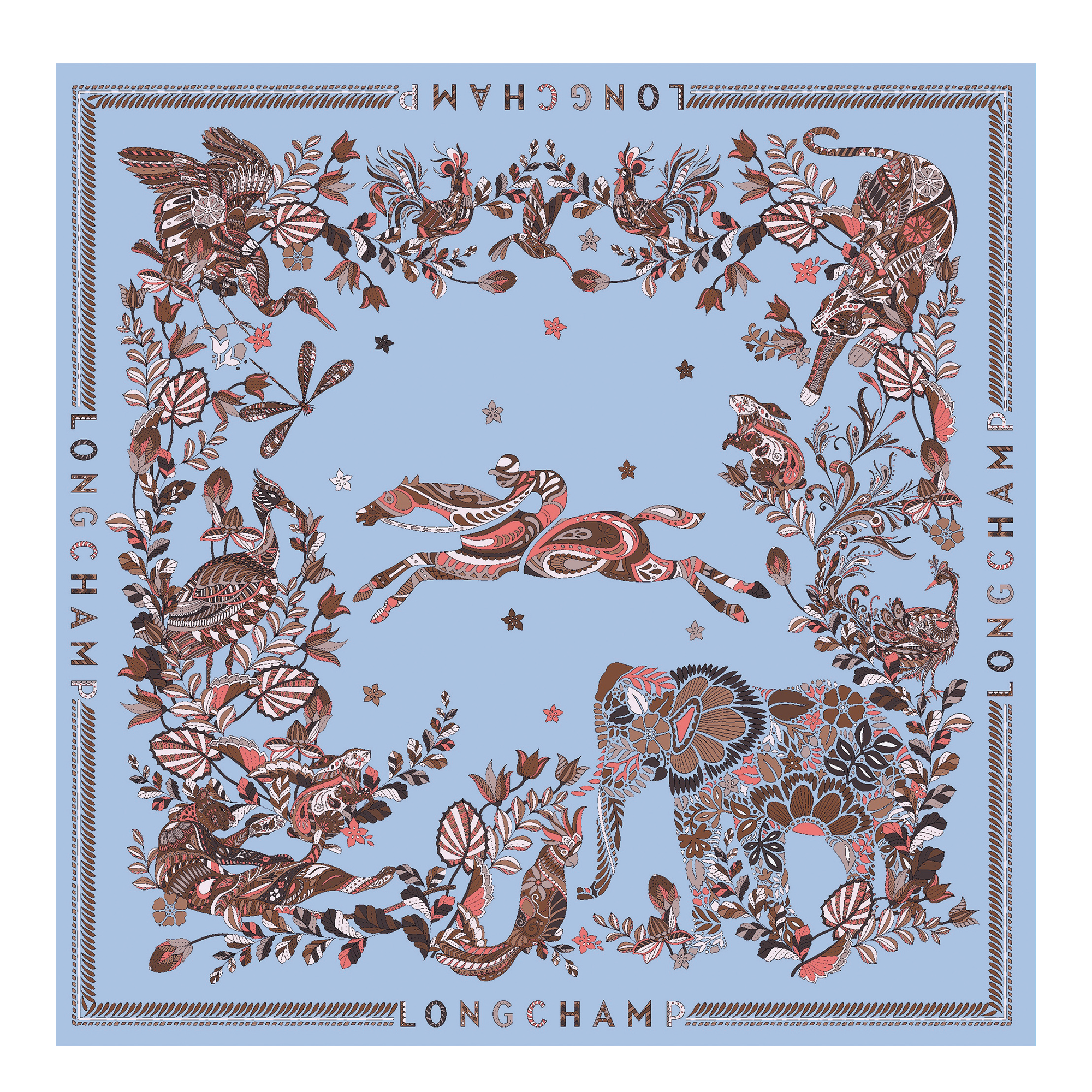For&ecirc;t Longchamp 丝巾 90, 天空蓝