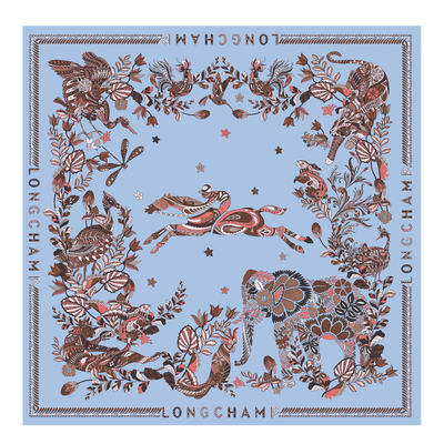 For&ecirc;t Longchamp 丝巾 90 , 天空蓝 - 真丝